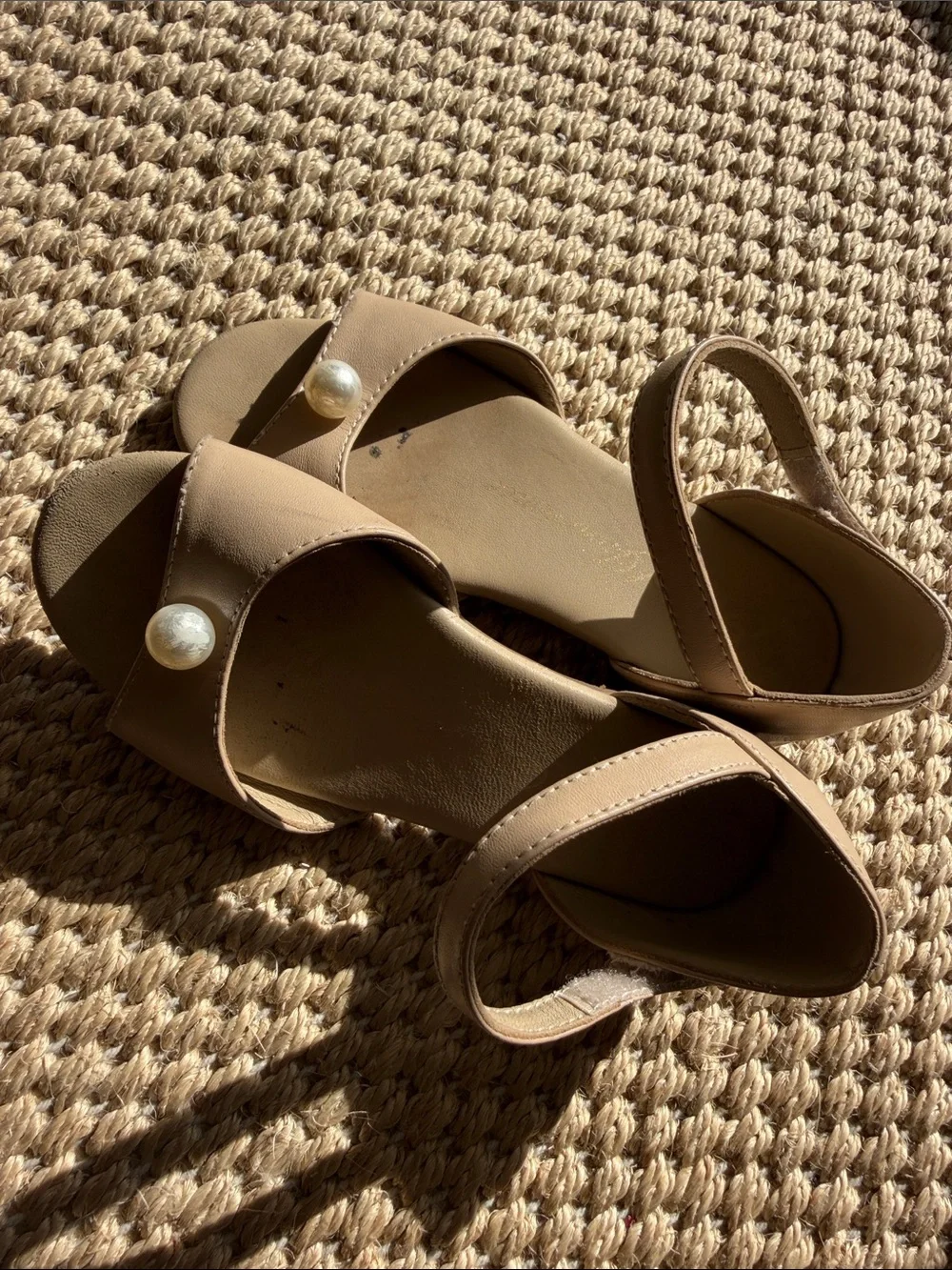 Age of Innocence Toddler Girl Nude Mila Beige Pearl Sandals size 12